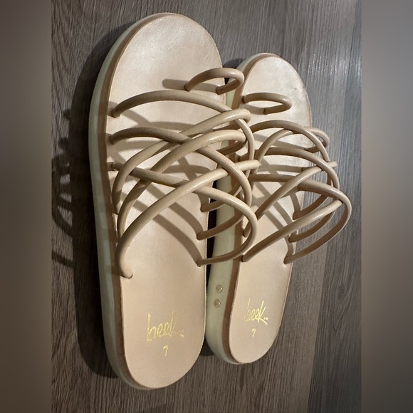 Beek Peep Nude Strappy Sandals Genuine Leather - Picture 7 of 16